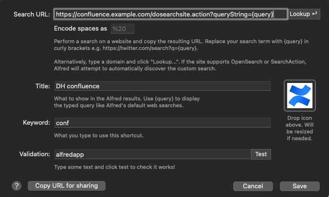 Example setup of the Confluence search engine