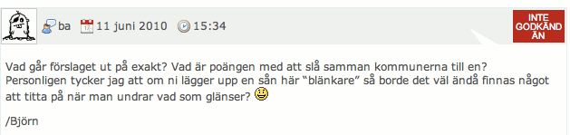 Min fråga/kommentar hos LyftSundsvall.se