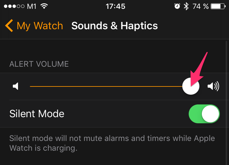 Alert volume settings